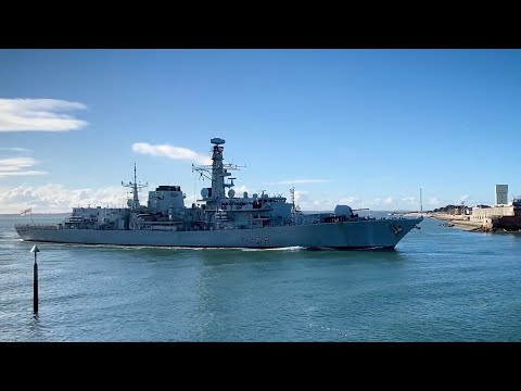 HMS Northumberland makes a rare visit to Portsmouth a