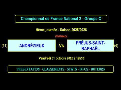 ANDRÉZIEUX - FRÉJUS-SAINT-RAPHAËL: 9th matchday National 2 Group C - Football season 2025/2026