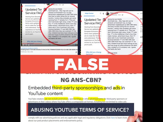 FALSE: YouTube deleted ABS-CBN’s channels for abusing terms of service on ads