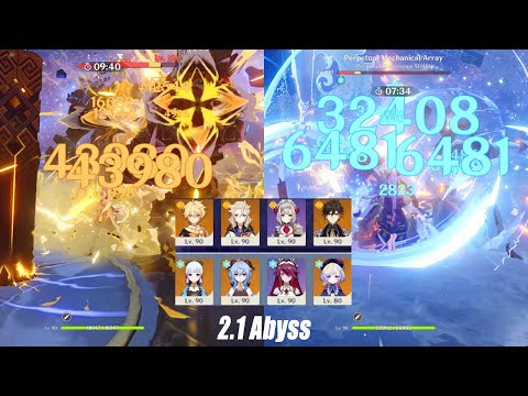 Genshin Impact - 2.1 Abyss 4 Cryo vs 4 Geo Character Floor 12 Gameplay 9 Star