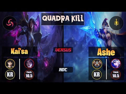 Zenit KAI'SA (ADC) [Hail of Blades] VS ASHE - Challenger KR Patch 10.5 Quadra Kill