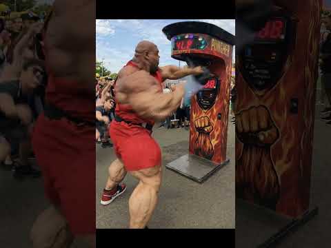 Bodybuilder takes it too far on the punch machine!
