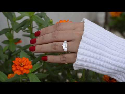 0.99 Ct. Domed Three Row Shared Prong Anniversary Ring - TwoBirch TB-WR-0070-WG-L