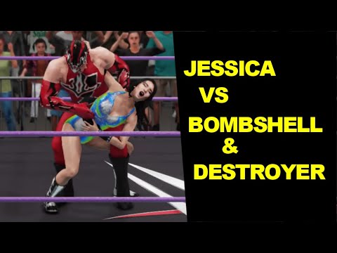 GLOW 1985 Jessica vs Bombshell Hunter & The Destroyer - 2 on 1 Mixed Iron Match
