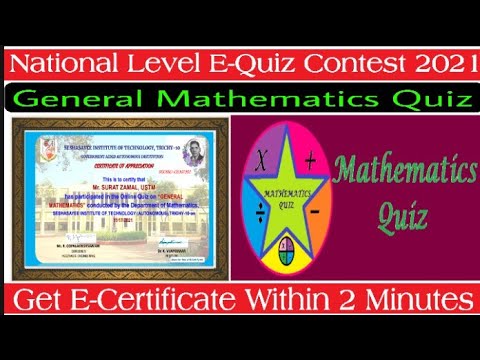 National Level Quiz Contest 2021 I General Mathematics I Free Online Certificate I Digital Classroom