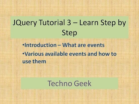 JQuery Tutorial 3 - Learn Step by Step | JQuery Events