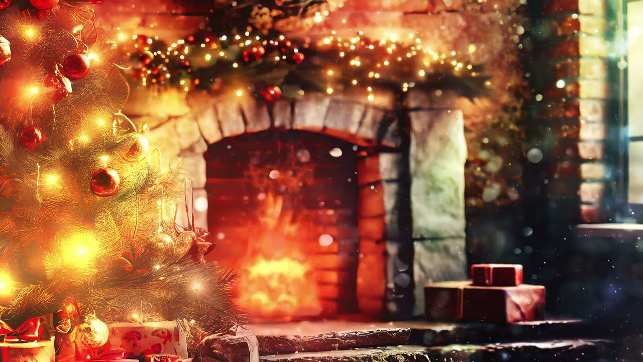 1-Minute ASMR | Relaxing Cozy Christmas Fireplace with Bokeh Light Particles | Cracking SOUND