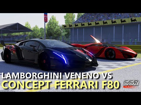 Lamborghini VENENO vs Ferrari F80 Concept + Download - Assetto Corsa (Wheel + Paddle Shifter)
