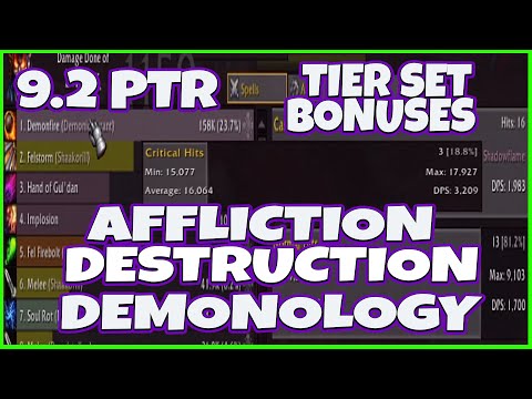 9.2 PTR Warlock Tier Sets - Deathbolt Changes is it & Tyrant 150k DMG? Affliction - Destro - Demo