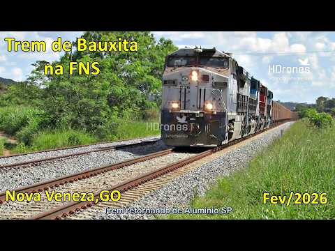 LOGÍSTICA FERROVIÁRIA - TREM DE BAUXITA NOVA VENEZA INDO CARREGAR EM SANTA ISABEL FERROVIA NORTE SUL