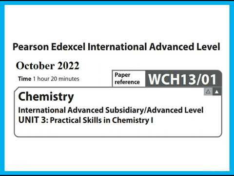 Unit 3 October 2022 - AS Chemistry Edexcel - Dr  Hanaa Assil