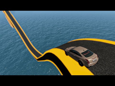 Impossible Weird Wave Bridge Crossing Cars Vs Deep Water Stunt - BeamNG.Drive
