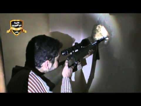 عملية قنص عناصر النظام على حاجز ملعب الحمدانية في حي صلاح الدين من قبل كتيبة ذو النورين