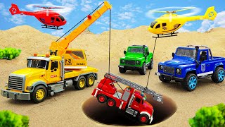 Tractors rescue cars, excavators scoop sand, concrete mixer trucks build roads