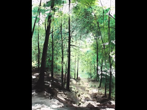 Summer Woods (22"x30") wet on wet watercolor technique by Sumiyo Toribe