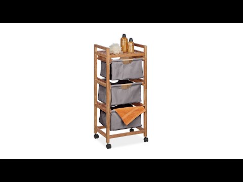 Rangement salle de bain 3 corbeilles Noir - Marron - Gris - Polyester - 44 x 96 x 34 cm