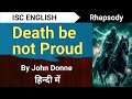 Death Be Not Proud By John Donne In Hindi ISC English Rhapsody Class 12 English For All