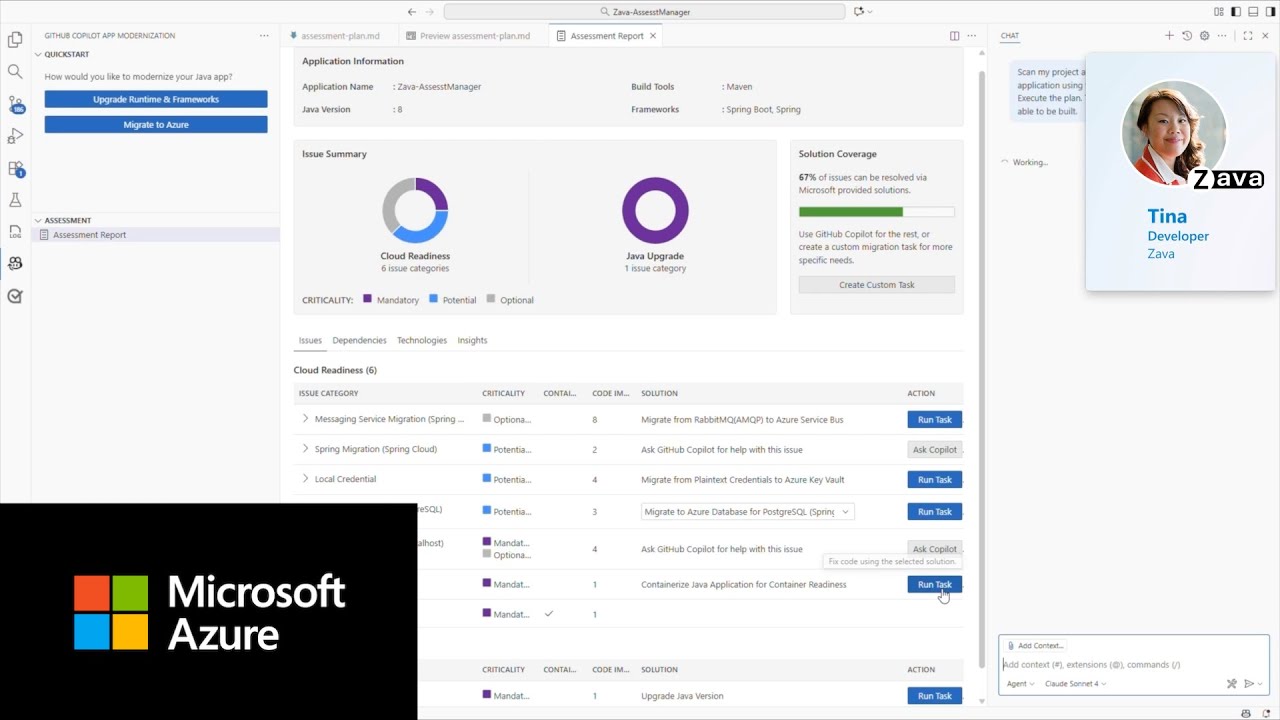 Azure Copilot and GitHub Copilot app modernization