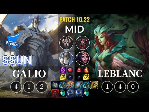 AF SSUN Galio vs LeBlanc Mid - KR Patch 10.22