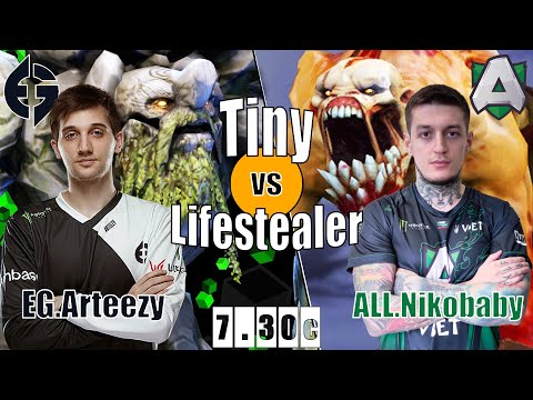 Tiny Safelane | EG.Arteezy | RTZ GOD TINY HARD CARRY FACE-OFF NIKOBABY | 7.30c Gameplay Highlights
