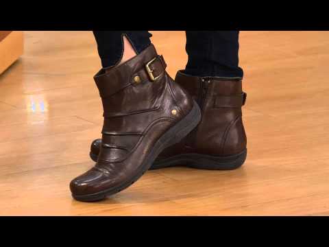 Clarks Bendables Chris Club Leather Ankle Boots w/Ruching with Jayne Brown