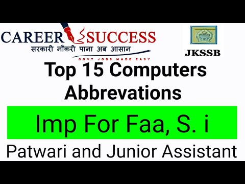 #Jkssb|| Top 15 Computer Abbrevations | For Faa, Si, Patwari,JuniorAssistant || @Career Success