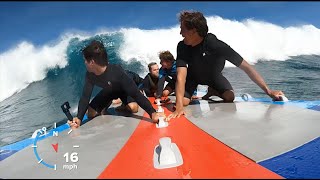 We got absolutely DEMOLISHED on this Giant Inflatable Surfboard
