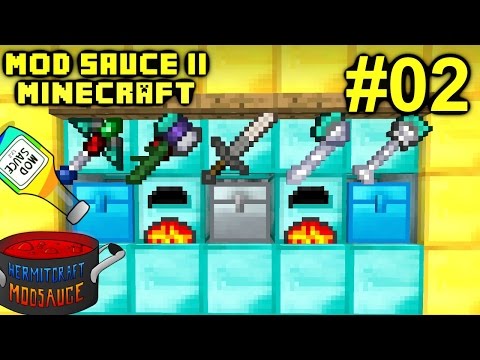 Minecraft Mods - Mod Sauce II Ep. 02 - New Tools & Ore Doubling !!! ( HermitCraft Modded )