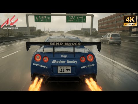 1666HP Nissan GT-R – Assetto Corsa + Rain Gameplay (4K)