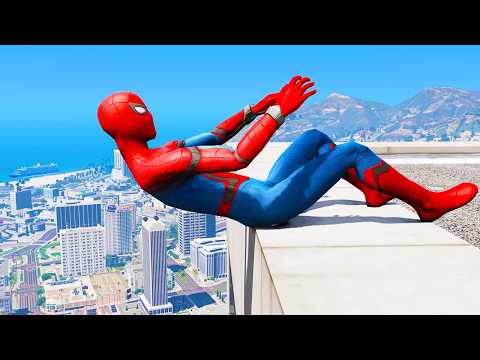 Spiderman Falling off Highest GTA 5 MODS (Spider-Man Funny Moments & Fails)