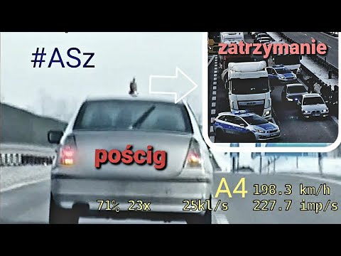 Policyjny pościg na autostradzie A4 za BMW - Moment zatrzymania 15.02.2021