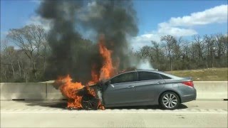 Car On Fire Texas Highway 6 Close To Milican Exit FM 159 February 19 2016