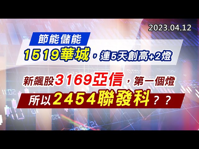 20230412《股市最錢線》#高閔漳 “節能儲能，1519華城，連5天創高+2燈””新飆股3169亞信，第一個燈，所以2454聯發科？？”