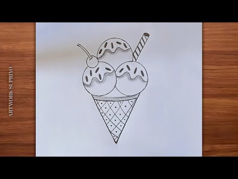 How to draw Ice Cream Cone | Easy Ice Cream drawing for beginners 