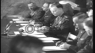 Germans surrender during World War II as General Jodl sign papers at the headquar...HD Stock Footage