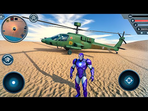Super Iron-Man Rope Hero Vegas Crime Simulator | Military helicopter Fly #12 - Android Gameplay
