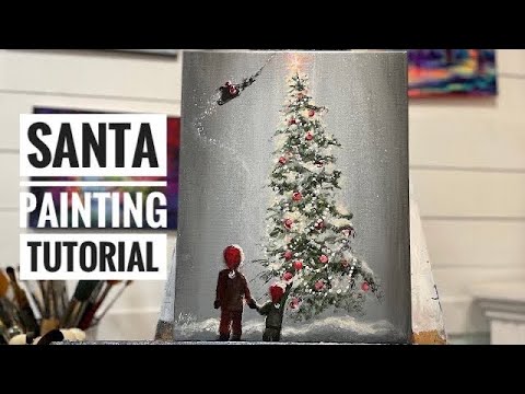 How To Paint “Watching Santa Fly Away” acrylic step by step painting tutorial