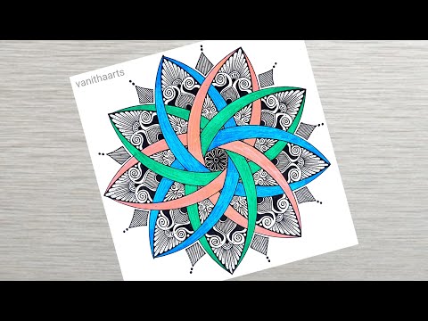 How to draw Geometric Mandala Art for Beginner Step by Step Tutorial triquetra design vanithaarts