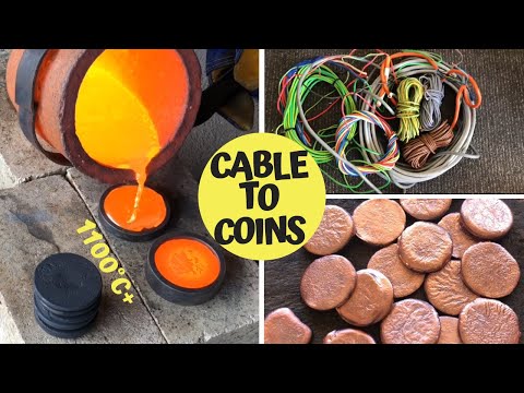 Trash To Treasure - Cable To Coins - ASMR Metal Melting - Pouring Copper Coins From Scrap BigStackD
