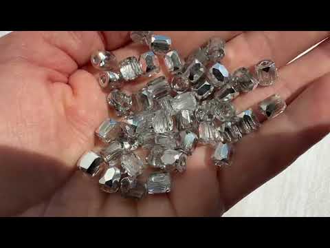 Гранований циліндр - Чеські намистини 7*7мм, кристал срібло