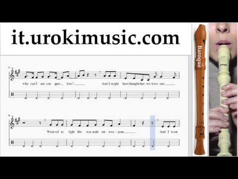 Lezioni di Flauto Dolce B. Sia Elastic Heart Parte#2 Melodia Tutorial Spartito Imparare Insegnante