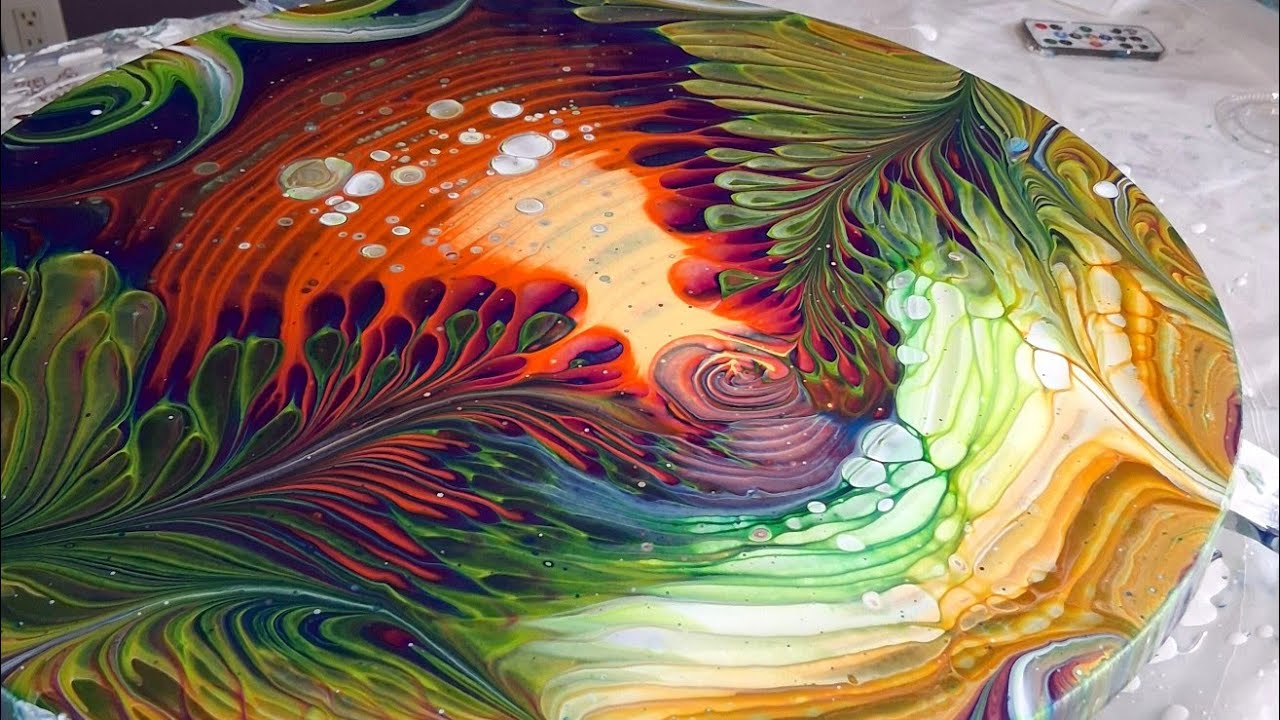399 Beautiful sunset straight pour~Must see acrylicpour fluidpour fluidart abstractart sunset