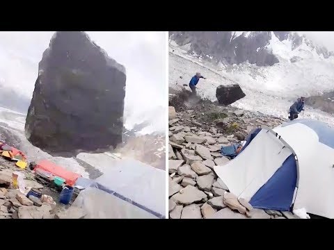 Camper Has Close Call With Loose Boulder
