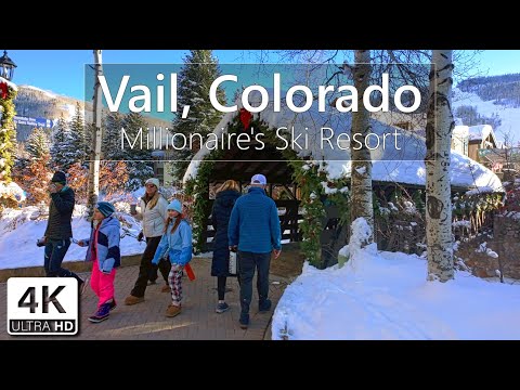 Vail, Colorado USA - Walking Tour - Millionaire's Ski Resort, Winter Wonderland 8K Dolby Vision HDR
