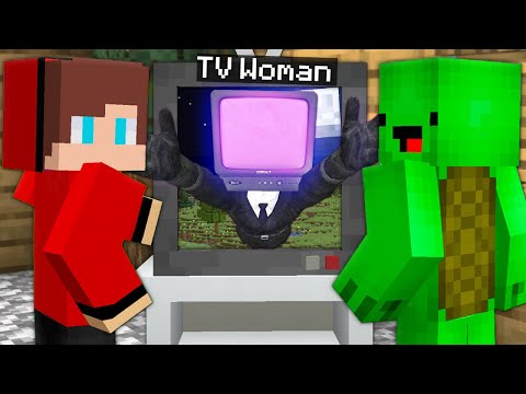 JJ and Mikey - Escape The SCARY TV WOMAN Video vs JJ and Mikey - in Minecraft Funny Challenge Maizen Mizen Mazien