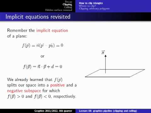 Computer Graphics 2012, Lect. 8(1) - Clipping and Culling
