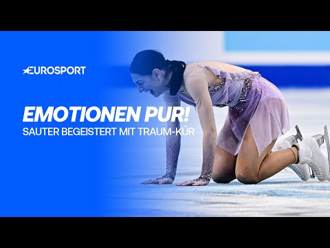 Sauter in tears after dream free skate | European Figure Skating Championships | German commentary