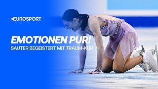 Sauter in tears after dream free skate | European Figure Skating Championships | German commentary