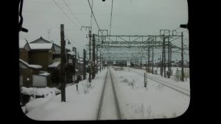 preview picture of video 'Snow scene.Train front view 信越本線・前面展望 東光寺駅から三条駅(冬の沿線)'