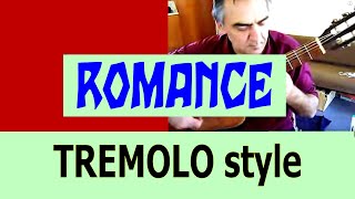 Romance - classical guitar tremolo - free tab